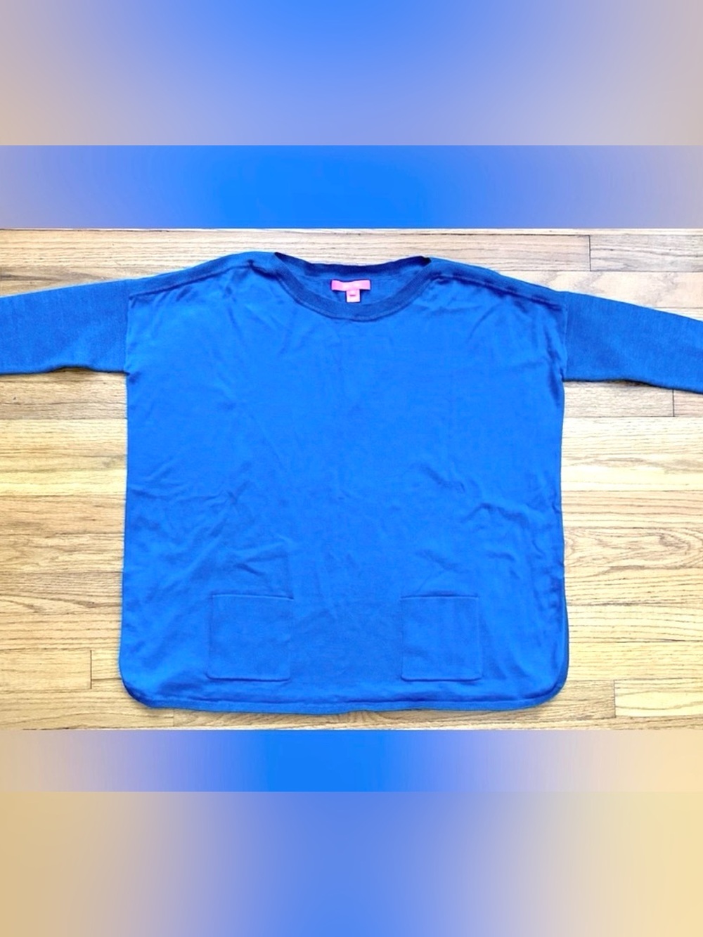 Lilly Pulitzer Small  ‘Inky Tidal’metallic green/blue Sweater w/ Front Pockets